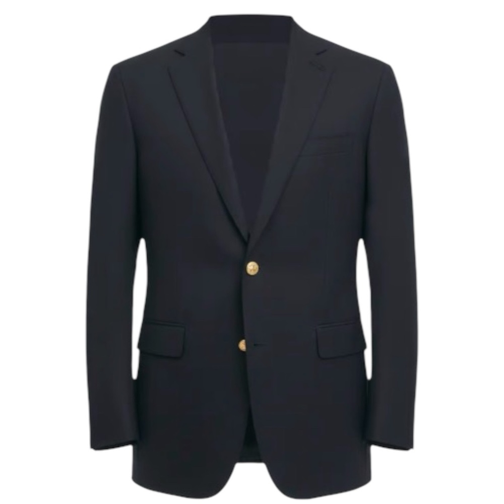Brooks Brothers Navy Blazer 43L Iconic Gold Brass Buttons Madison (Traditional)